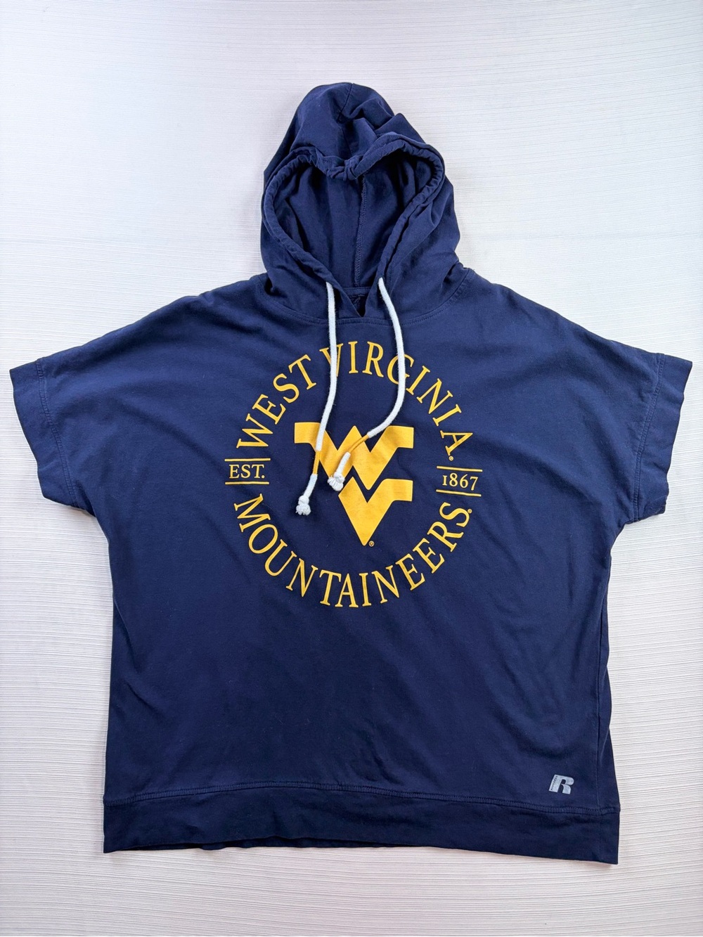 Russell Athletic Navy and Gold West Virginia Mountaineers Short-Sleeve Hoodie